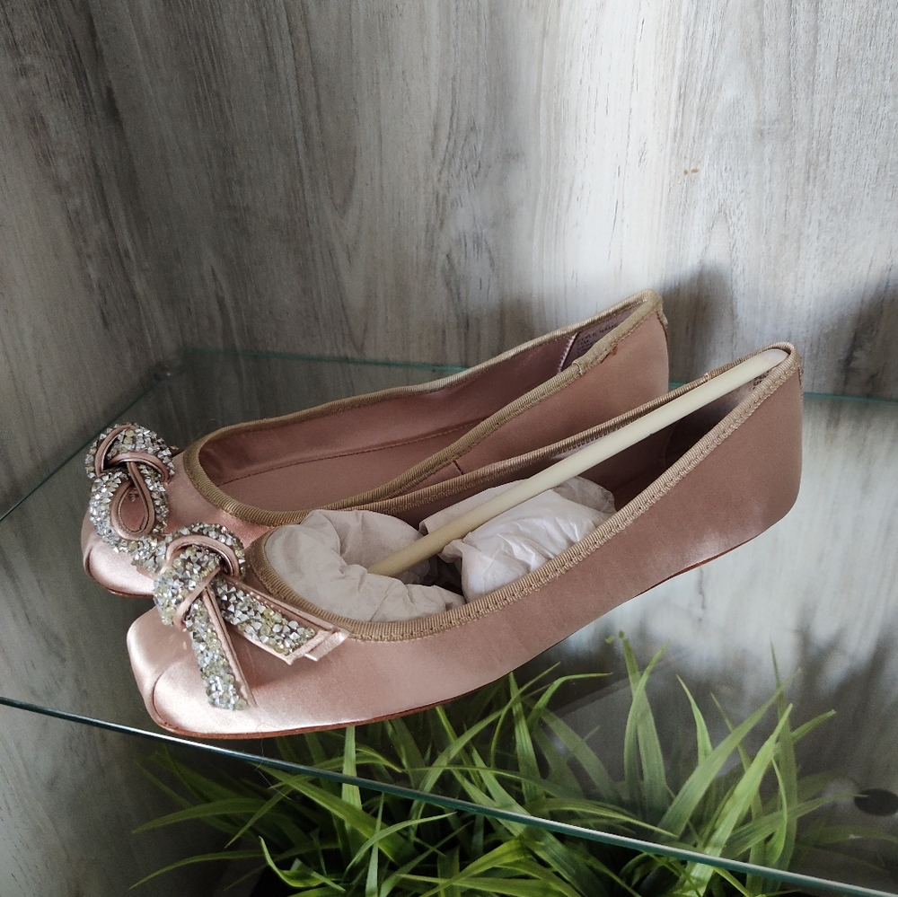 Kate Spade Freya Rare Satin Crystals Ballet Flats Size 7.5 New In Box